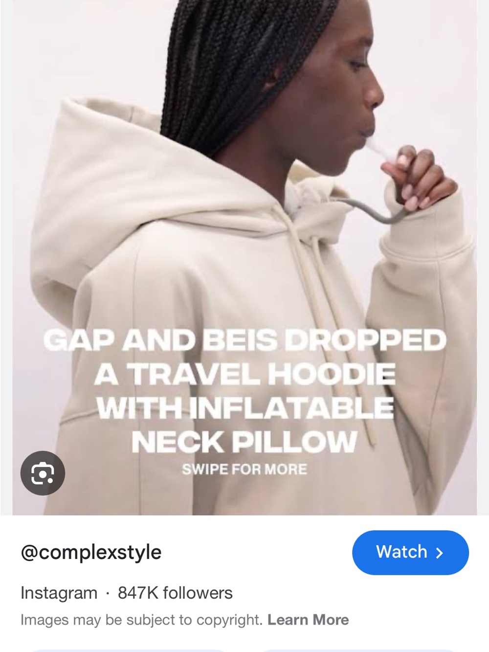 Cream Travel Hoodie with Inflatable Neck Pillow